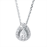 Collier 18 kt WG, mit ZÖ 42 cm, 1 Tropfen 0,19 ct, TW-si, 16 Brill. 0,12 ct, TW-si