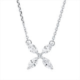 Collier 18 kt WG, mit ZÖ 42 cm, 4 Nav. 0,38 ct, TW-si, 2 Brill. 0,04 ct, TW-si
