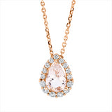 Collier 18 kt RG, mit ZÖ 42 cm, 15 Brill. 0,20 ct, TW-si, 1 Morganit 0,62 ct rosé