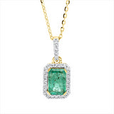 Collier 18 kt GG, Fassung rhodiniert, 29 Brill. 0,08 ct, TW-si, 1 Smaragd 0,59 ct grün