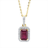 Collier 18 kt GG, Fassung rhodiniert, 29 Brill. 0,08 ct, TW-si, 1 Rubin 0,61 ct rot