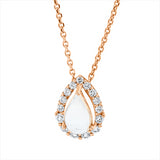 Collier 18 kt RG, mit ZÖ 42 cm, 15 Brill. 0,18 ct, TW-si, 1 Amethyst 0,97 ct grün