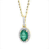 Collier 18 kt GG, Fassung rhodiniert, 23 Brill. 0,09 ct, TW-si, 1 Smaragd 0,46 ct grün