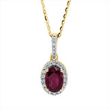 Collier 18 kt GG, Fassung rhodiniert, 23 Brill. 0,09 ct, TW-si, 1 Rubin 0,68 ct rot