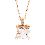 Collier 18 kt RG, mit ZÖ 42 cm, 2 Brill. 0,02 ct, TW-si, 1 Morganit 0,91 ct rosé