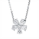 Collier 18 kt WG, mit ZÖ 42 cm, 5 Tropfen 0,76 ct, TW-si, 1 Brill. 0,05 ct, TW-si