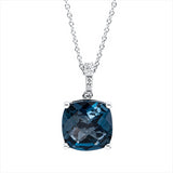 Collier 18 kt WG, mit Öse, 5 Brill. 0,06 ct, TW-si, 1 Topas 4,26 ct Lond. blue