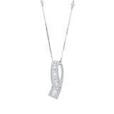 Collier 18 kt WG, ZÖ 40 cm, 18 Bag 0,34 ct, TW-si, 3 Trap 0,04 ct, TW-si, 54 Br 0,45 ct, TW-si