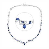 Collier 18 kt WG, 38 Brill. 1,63 ct, TW-si, 20 Fant-Schl. 2,77 ct, TW-si, 33 Saphire 6,53 ct blau