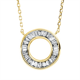 Collier 18 kt GG, mit ZÖ 40 cm, 25 Trap. 0,31 ct, TW-vsi