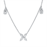 Collier 18 kt WG, mit ZÖ 40 cm + 43 cm, 2 Brill.0,23 ct, W-si, 12 Nav.0,63ct, TW-si, 2 Brill.0,08ct, W-si