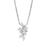 Collier 18 kt WG, mit ZÖ 40 cm + 43 cm, 6 Nav. 0,41 ct, TW-si, 3 Brill. 0,07 ct, TW-si