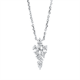 Collier 18 kt WG, mit ZÖ 40 cm + 43 cm, 2 Nav. 0,16 ct, TW-si, 1 Princ. 0,09 ct, TW-si, 2 Tropfen 0,13 ct, TW-si, 2 Brill. 0,08 ct, TW-si