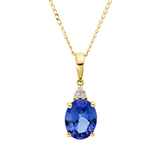 Collier 14 kt GG, mit ZÖ 40 cm + 43 cm, 3 Brill. 0,04 ct, TW-si, 1 Tansanit 2,07 ct blau
