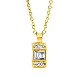 Collier 18 kt GG, mit ZÖ 40 cm, 2 Bag. 0,07 ct, TW-vsi, 4 Brill. 0,03 ct, TW-si