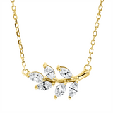 Collier 18 kt GG, mit ZÖ 40 cm, 6 Nav. 0,35 ct, TW-vsi