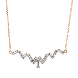 Collier 18 kt RG, Fassung rhodiniert, 38+40 cm, 11 Bag. 0,89 ct, TW-si