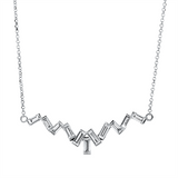 Collier 18 kt WG, mit ZÖ 40,6 + 43,1 cm, 11 Bag. 0,93 ct, TW-si
