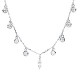 Collier 18 kt WG, 1 Nav. 0,16 ct, TW-vsi, 10 Brill. 0,55 ct, TW-si