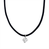 Collier 18 kt WG, schwarzes cord, 1 Brill. 0,16 ct, TW-si