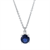 Collier 18 kt WG, mit Öse, 1 Brill. 0,02 ct, TW-si, 1 Saphir 0,52 ct blau