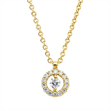 Collier 18 kt GG, mit ZÖ 41 cm + 39,5 cm, 15 Brill. 0,08 ct, TW-si
