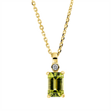 Collier 18 kt GG, mit ZÖ 42 cm, 1 Brill. 0,01 ct, TW-si, 1 Peridot 0,62 ct grün