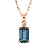 Collier 18 kt RG, mit ZÖ 42 cm, 1 Brill. 0,01 ct, TW-si, 1 Topas 0,62 ct Lond. blue
