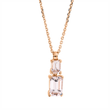 Collier 18 kt RG, mit ZÖ 42 cm, 1 Morganit 0,46 ct, 1 Morganit 0,19 ct