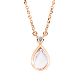 Collier 18 kt RG, Fassung rhodiniert, ZÖ 42 cm, 1 Brill. 0,01 ct, TW-si, 1 Morganit 0,40 ct