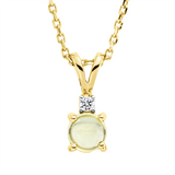 Collier 18 kt GG, Fassung rhodiniert, ZÖ 42 cm, 1 Brill. 0,01 ct, TW-si, 1 Peridot 0,41 ct grün