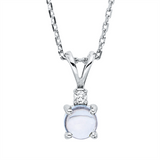 Collier 18 kt WG, mit ZÖ 42 cm, 1 Brill. 0,01 ct, TW-si, 1 Topas 0,41 ct sky blue