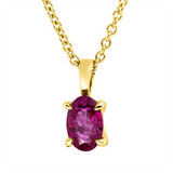 Collier 18 kt GG, mit ZÖ 42 cm, 1 Rubin 0,54 ct rot