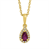 Collier 18 kt GG, mit ZÖ 42 cm, 15 Brill. 0,06 ct, TW-si, 1 Rubin 0,21 ct rot