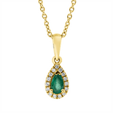 Collier 18 kt GG, mit ZÖ 42 cm, 15 Brill. 0,06 ct, TW-si, 1 Smaragd 0,18 ct grün