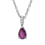 Collier 18 kt WG, mit ZÖ 42 cm, 3 Brill. 0,01 ct, TW-si, 1 Rubin 0,61 ct rot