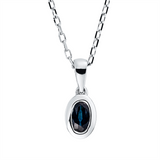 Collier 18 kt WG, mit ZÖ 42 cm, 1 Saphir 0,32 ct blau