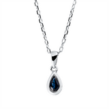 Collier 18 kt WG, mit ZÖ 42 cm, 1 Saphir 0,24 ct blau