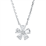 Collier 18 kt WG, mit ZÖ 40 cm, 5 Tropfen 0,31 ct, TW-si, 1 Brill. 0,01 ct, TW-si