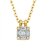 Collier 18 kt GG, mit ZÖ 40 cm, 4 Bag. 0,04 ct, TW-vsi, 1 Princ. 0,04 ct, TW-vsi, 4 Brill. 0,11 ct, TW-si