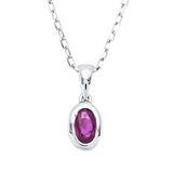Collier 18 kt WG, mit ZÖ 42 cm, 1 Rubin 0,27 ct rot