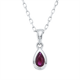 Collier 18 kt WG, mit ZÖ 42 cm, 1 Rubin 0,22 ct rot