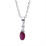 Collier 18 kt WG, mit ZÖ 42 cm, 3 Brill. 0,01 ct, TW-si, 1 Rubin 0,27 ct rot