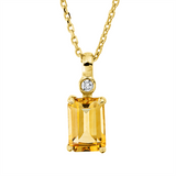Collier 18 kt GG, mit ZÖ 42 cm, 1 Brill. 0,01 ct, TW-si, 1 Citrin 0,62 ct gelb