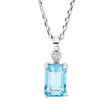 Collier 18 kt WG, mit ZÖ 42 cm, 1 Brill. 0,01 ct, TW-si, 1 Topas 0,78 ct blau