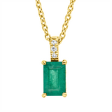 Collier 18 kt GG, mit ZÖ 42 cm, 3 Brill. 0,02 ct, TW-si, 1 Smaragd 0,57 ct grün