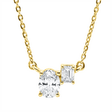 Collier 18 kt GG, mit ZÖ 40 cm + 43 cm, 1 Oval 0,31 ct, TW-si, 1 Sm.schliff 0,10 ct, TW-si