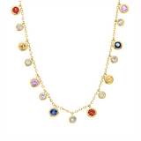 Collier 18 kt GG, mit ZÖ 40 cm + 43 cm, 11 Brill. 0,33 ct, TW-vsi/si, 12 Saphire 0,90 ct multicolor