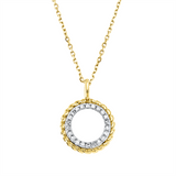 Collier 14 kt GG+WG, mit Öse, 22 Dia. 0,06 ct, TW-si