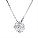 Collier 18 kt WG, mit ZÖ 40 cm, 1 Princ. 0,26 ct, TW-si, 4 Nav. 0,60 ct, TW-si